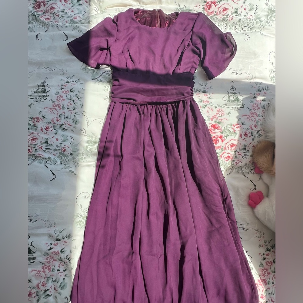 Custom Girl’s Purple Maxi Bridesmaids Dress